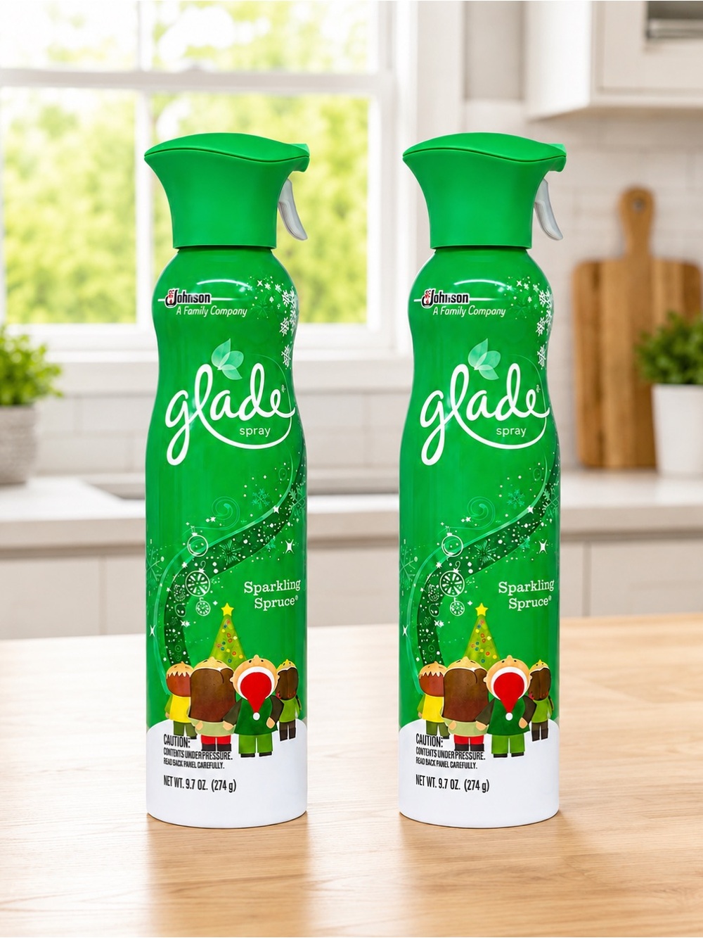 New Two (2) Glade Spray Sparkling SPRUCE Winter Collection 9.7 oz Spray Cans